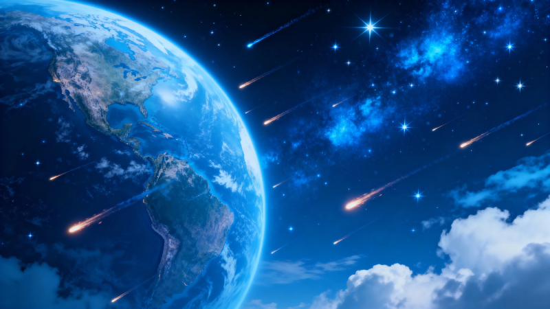 地球流星雨夜空奇观图片