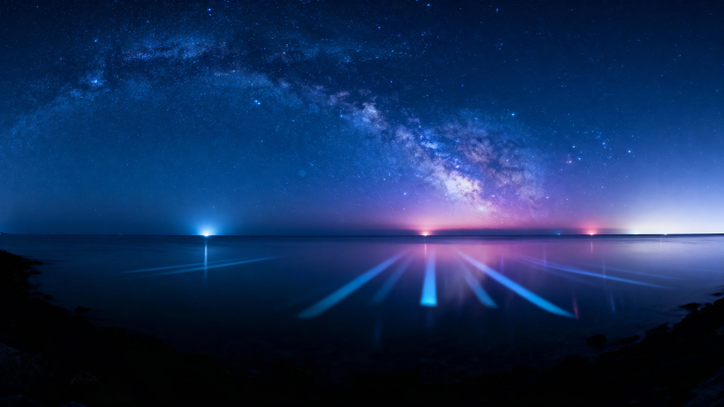 星空下的光之海图片