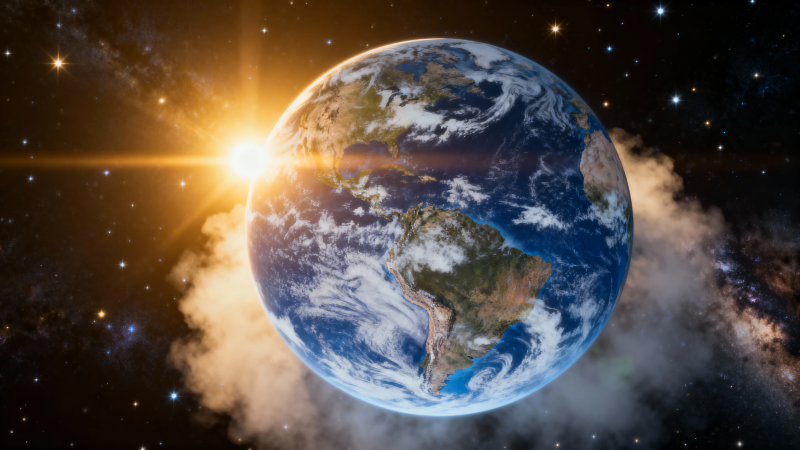 地球晨曦 星河环绕图片