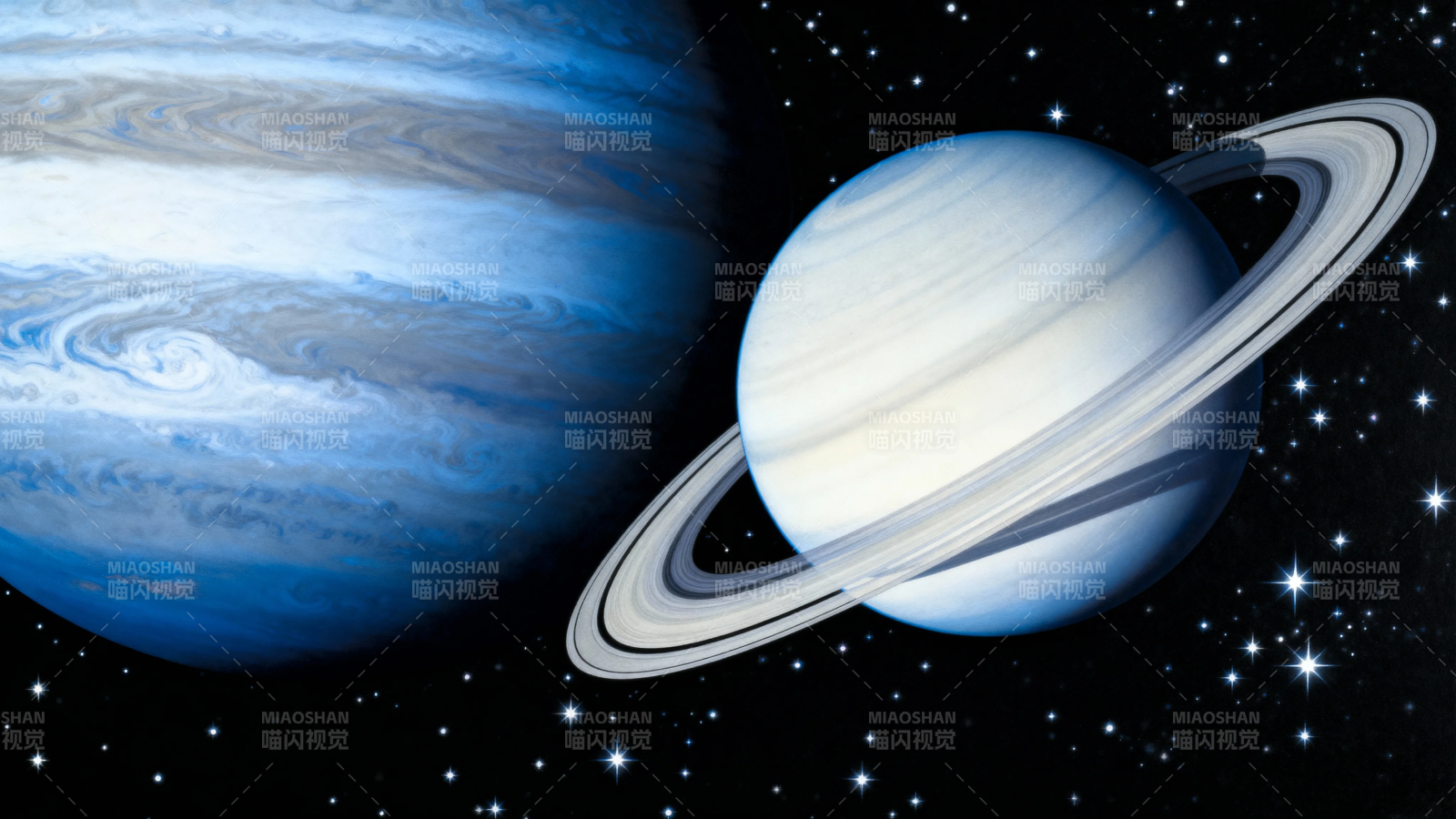 蓝星环宇 双行星共舞星空图片