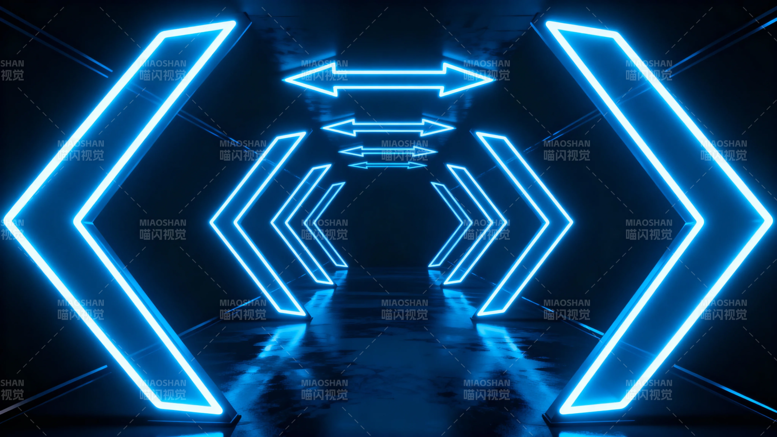 霓虹箭头隧道 蓝光科幻风图片