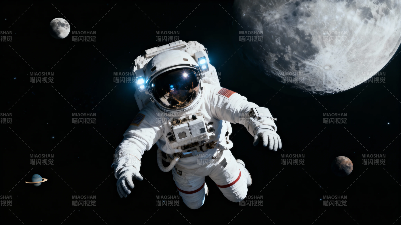 宇航员太空漫步探月图片