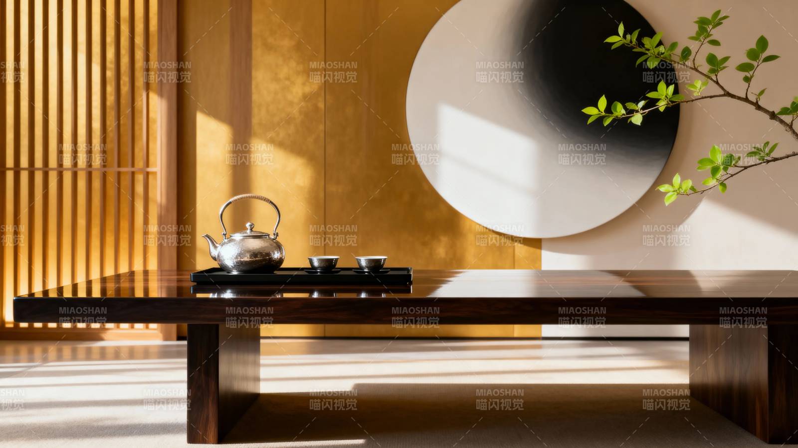 禅意茶室 光影静美图片