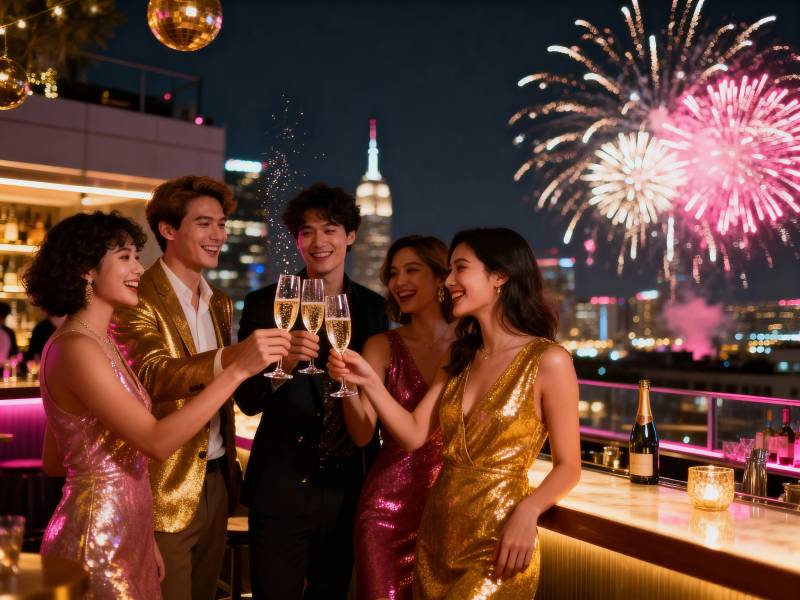 烟花夜宴 金裙共庆新年图片
