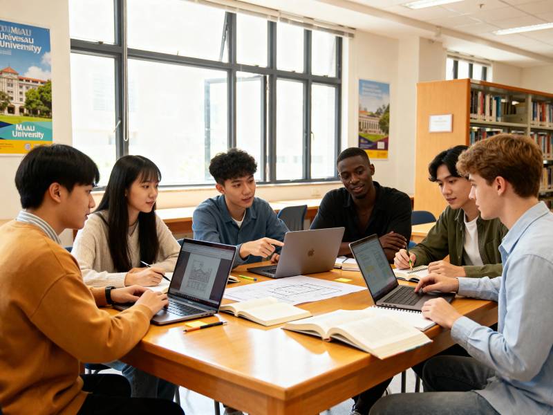 六人围桌共学  laptops 相伴图片