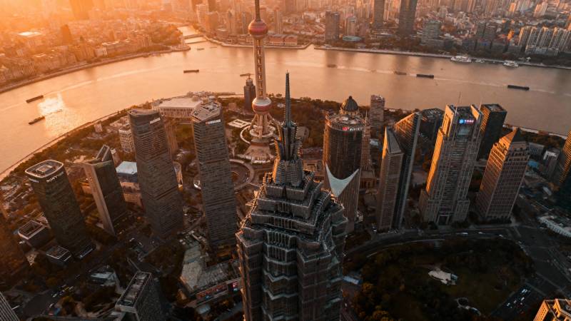 上海陆家嘴晨曦全景图片