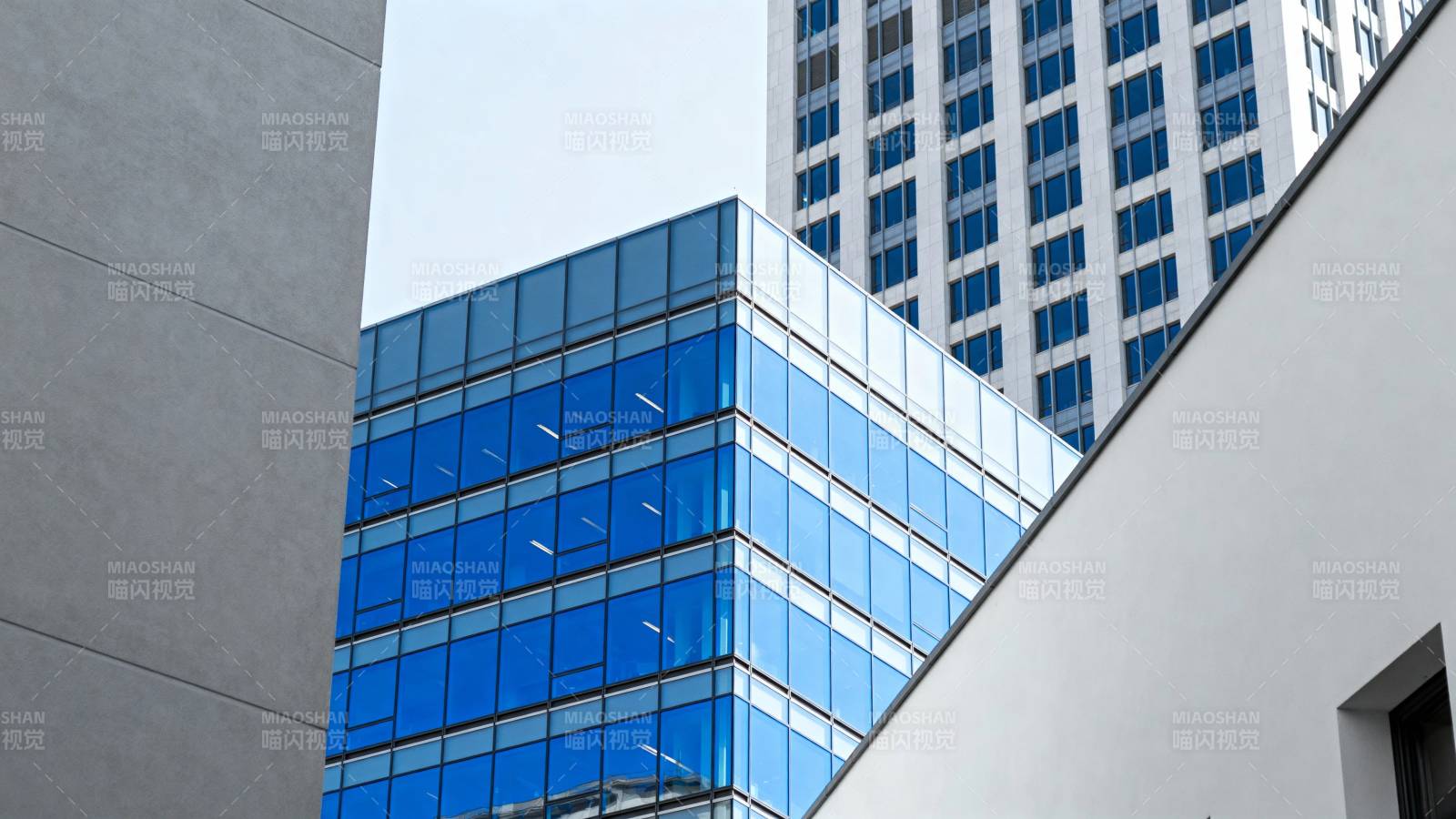 现代玻璃幕墙建筑特写图片