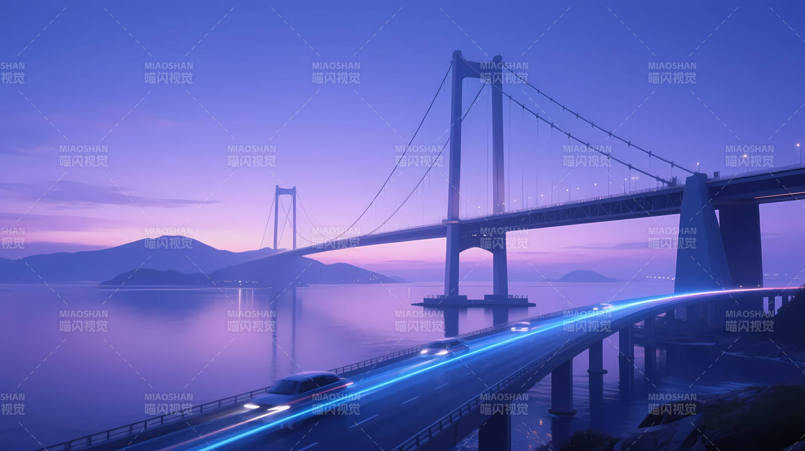 紫暮大桥流光溢彩图片