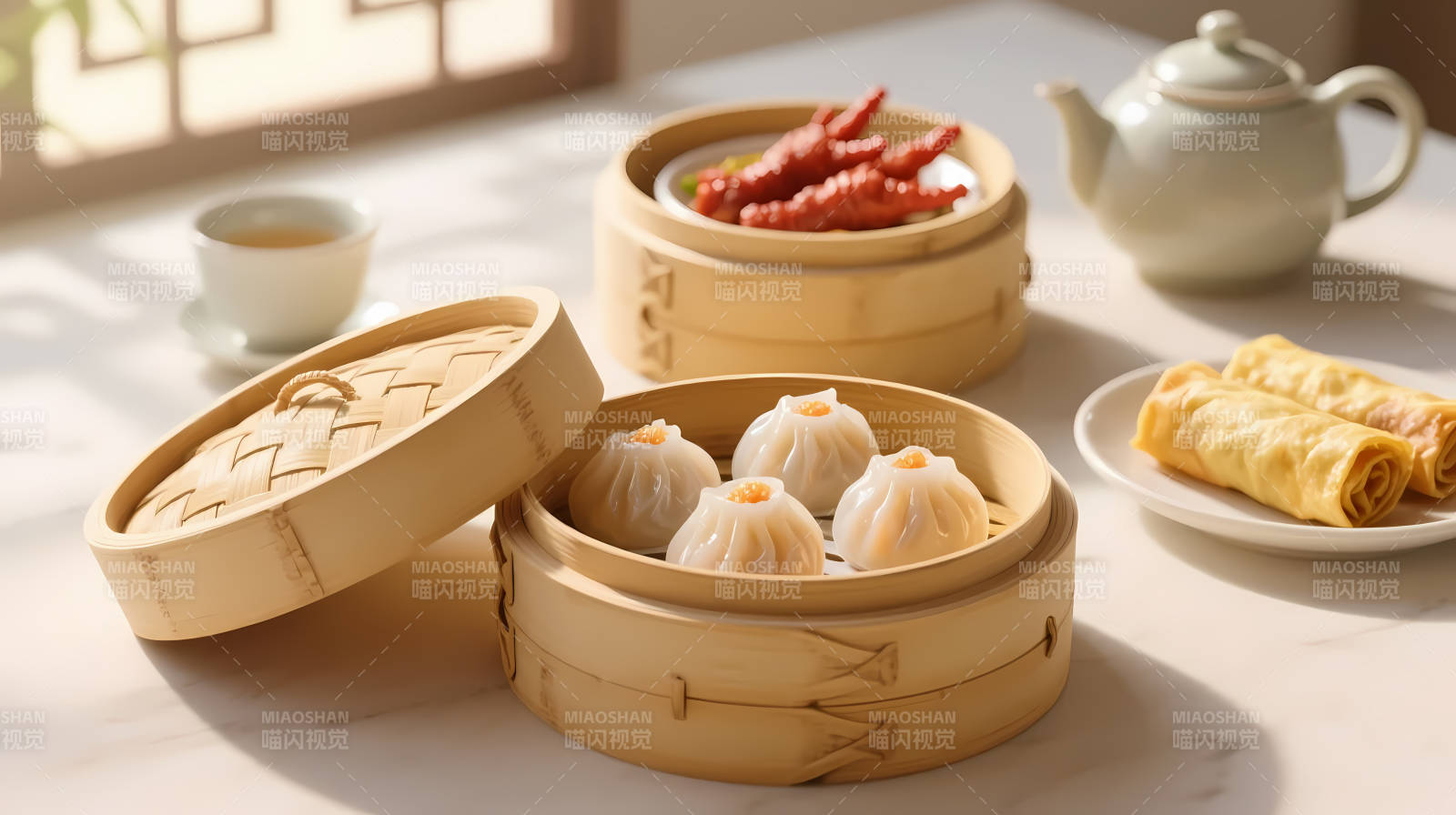 晨光里的广式早茶时光图片