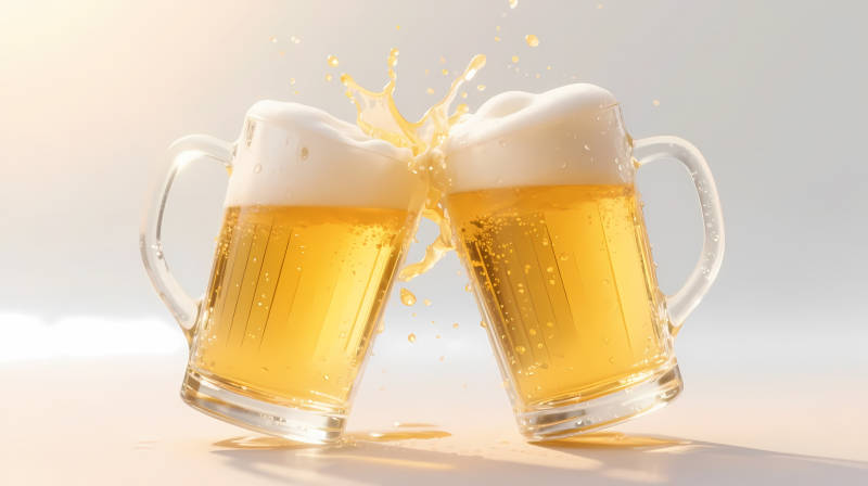 啤酒碰杯 泡沫飞溅图片