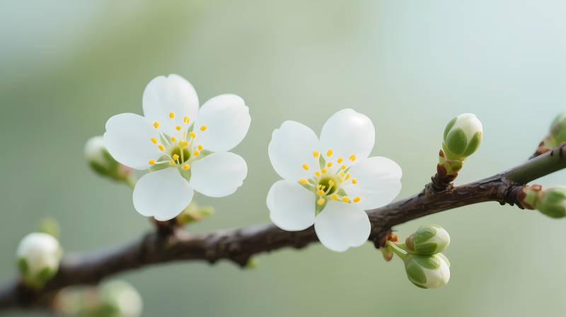 春花初绽 枝头白蕊含香图片