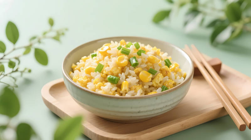 玉米青豆炒饭 清新可口图片