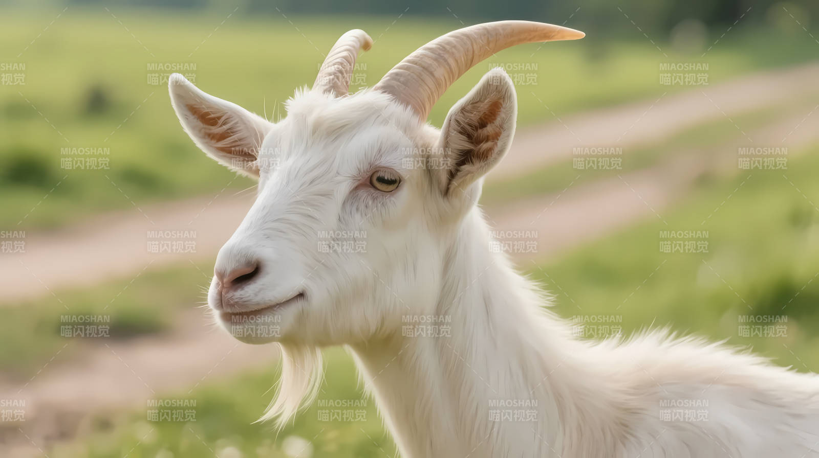 白 goat 田园静望图片