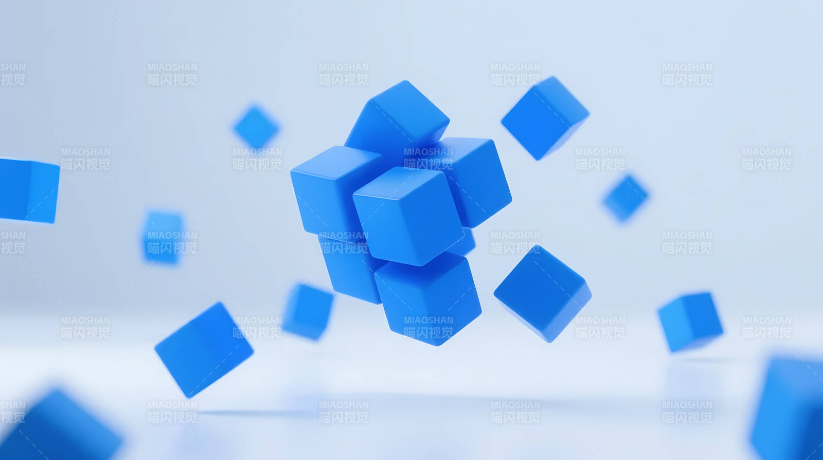 蓝色立方体悬浮动态图图片