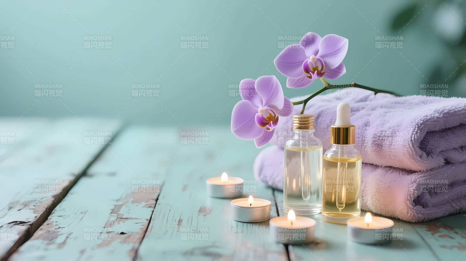 香薰精油与兰花静物图图片