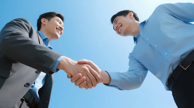 蓝天下的握手合作图片