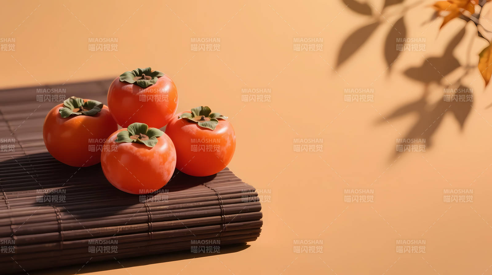 柿子静物 秋影斑驳图片