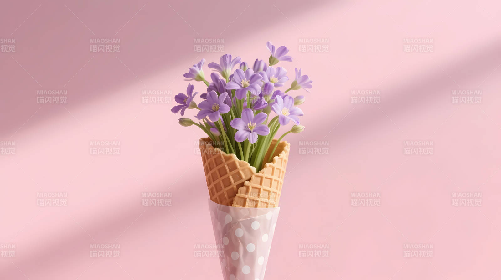 花束冰淇淋 甜梦粉背景图片