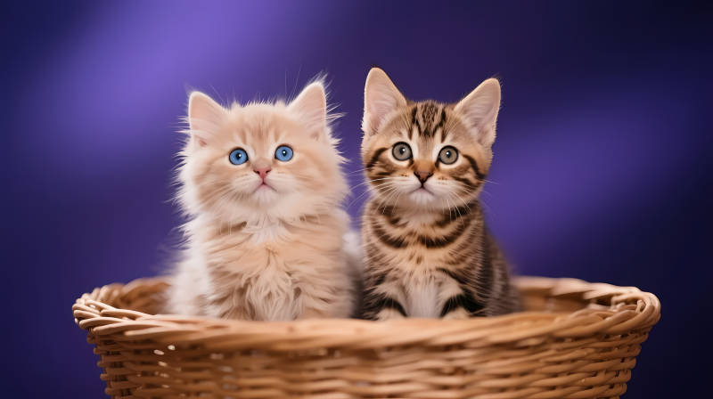双猫同篮 萌态十足图片