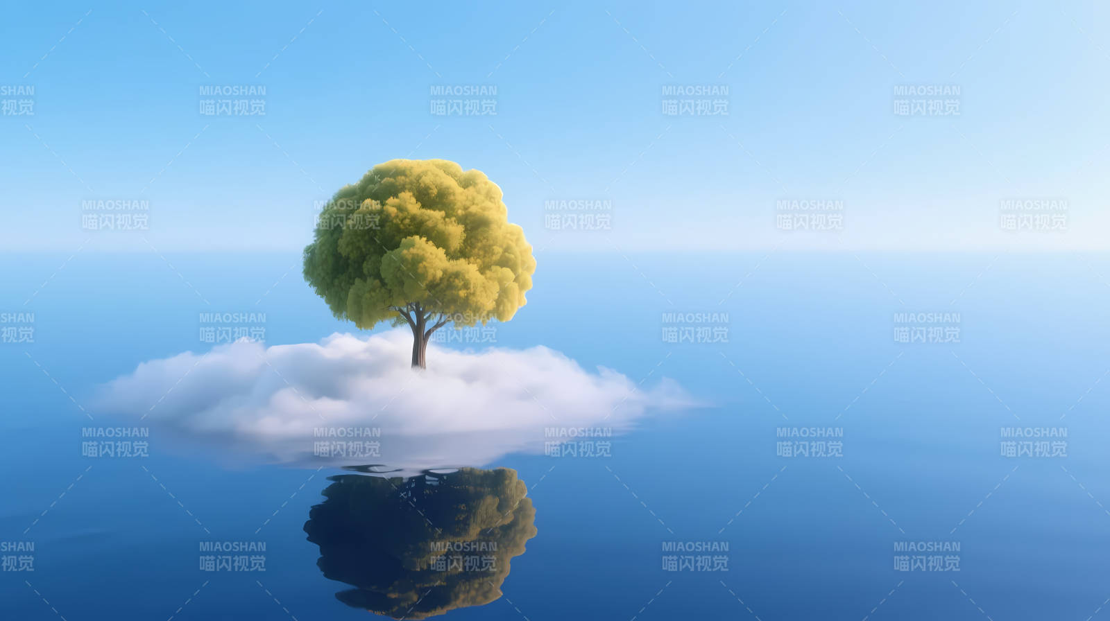 云上孤树 静映碧空图片