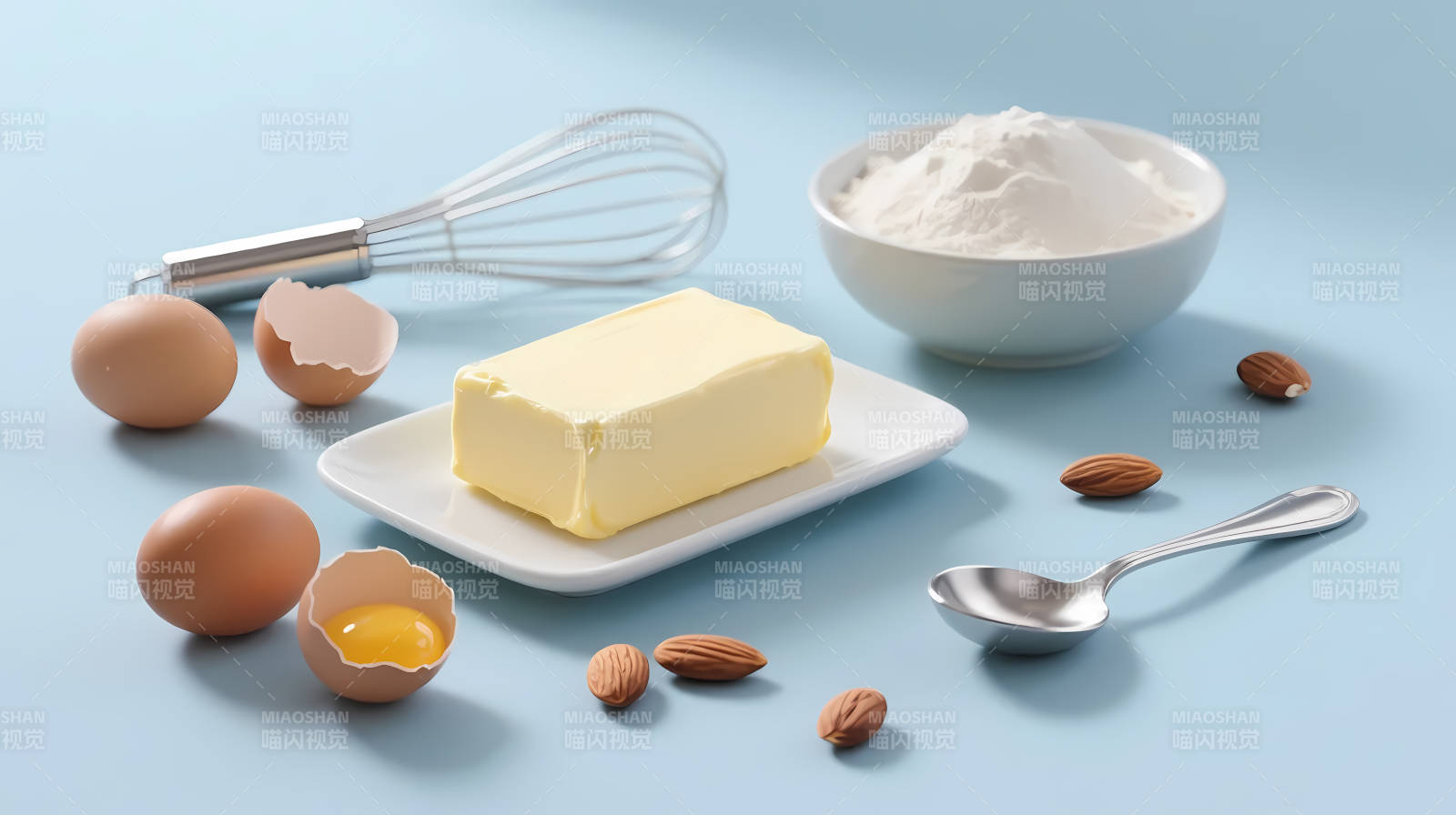烘焙原料 黄油鸡蛋面粉杏仁图片