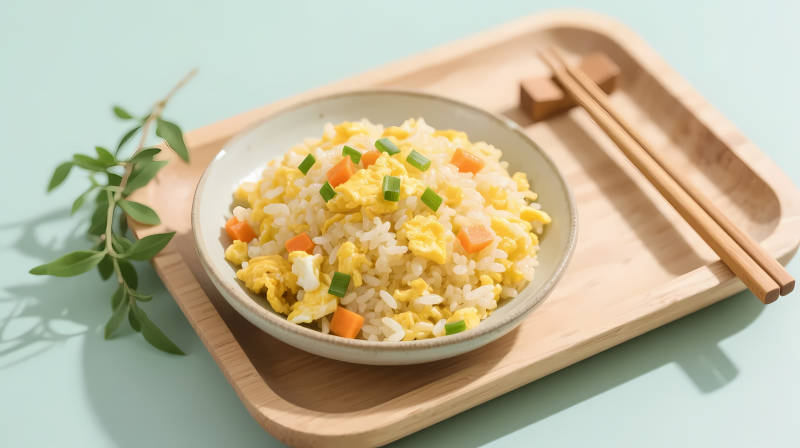 蛋炒饭配木筷 清新简约风图片