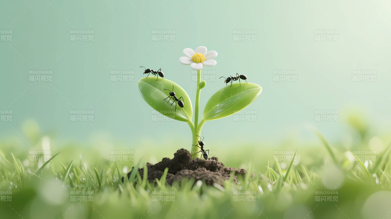 蚂蚁护花 生机盎然图片