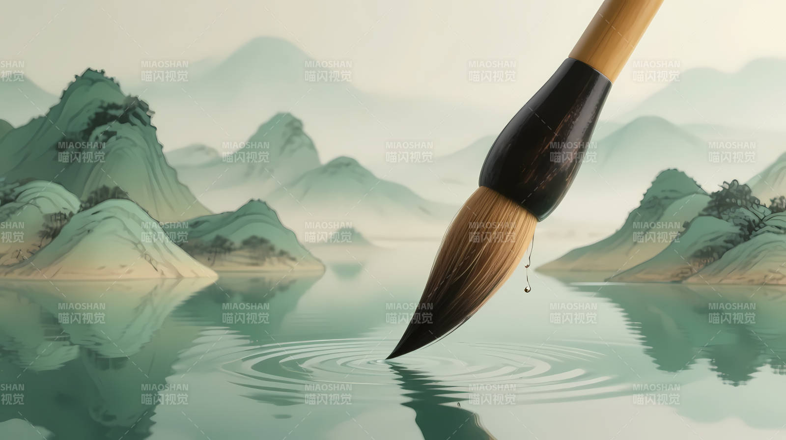 笔尖点水 墨染青山图片
