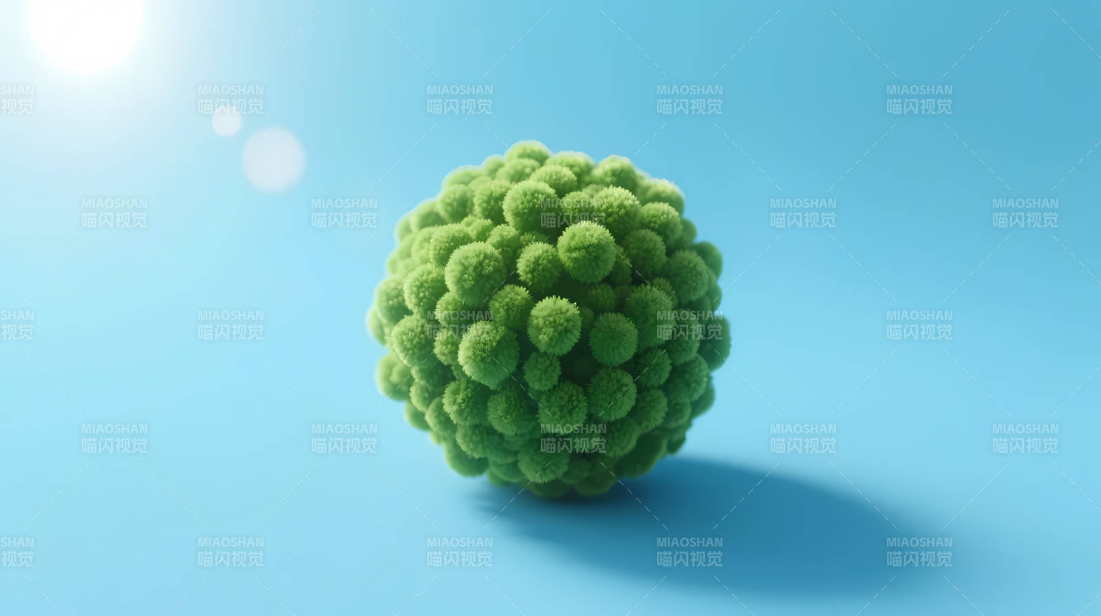 绿球体 阳光蓝背景图片