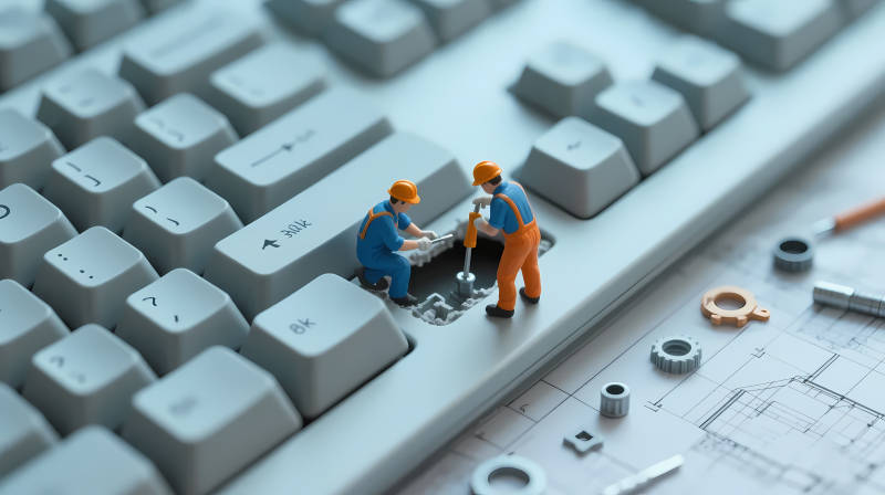 键盘上的微型工程师图片