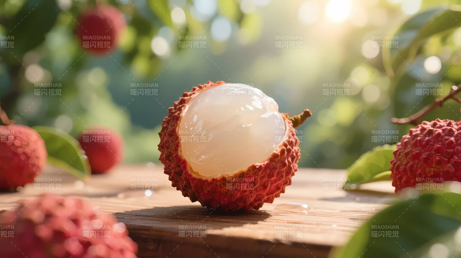 荔枝剥开 晶莹果肉诱人图片