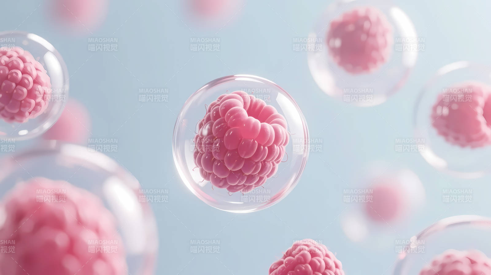 覆盆子气泡漂浮梦幻场景图片
