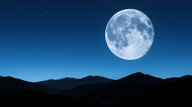 月照山峦夜静谧图片