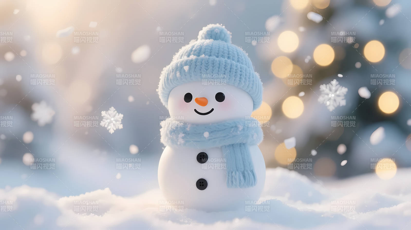 雪中小雪人 温暖过圣诞图片