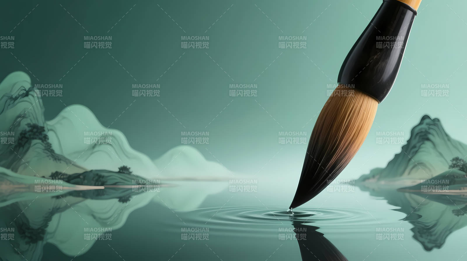 笔尖点水 墨染青山图片