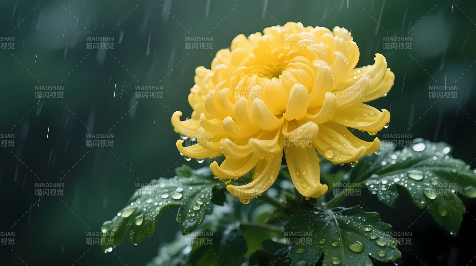 雨中黄菊 滴露含香图片