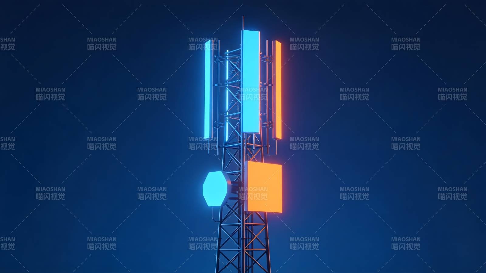 霓虹信号塔夜光闪耀图片