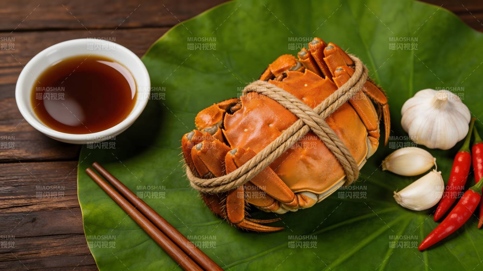 荷叶蟹宴 佐蒜椒酱料图片