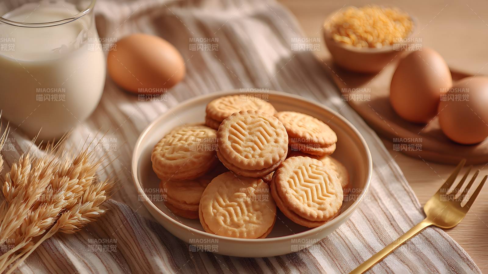 麦香饼干配牛奶鸡蛋图片