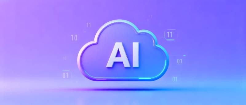 AI云图标 紫蓝渐变背景图片