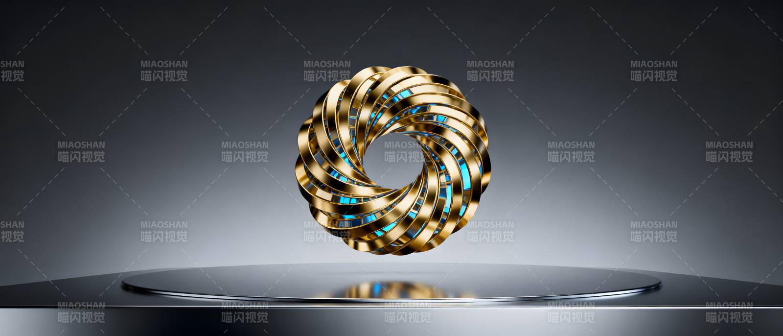 金环悬浮 蓝光点缀未来感图片