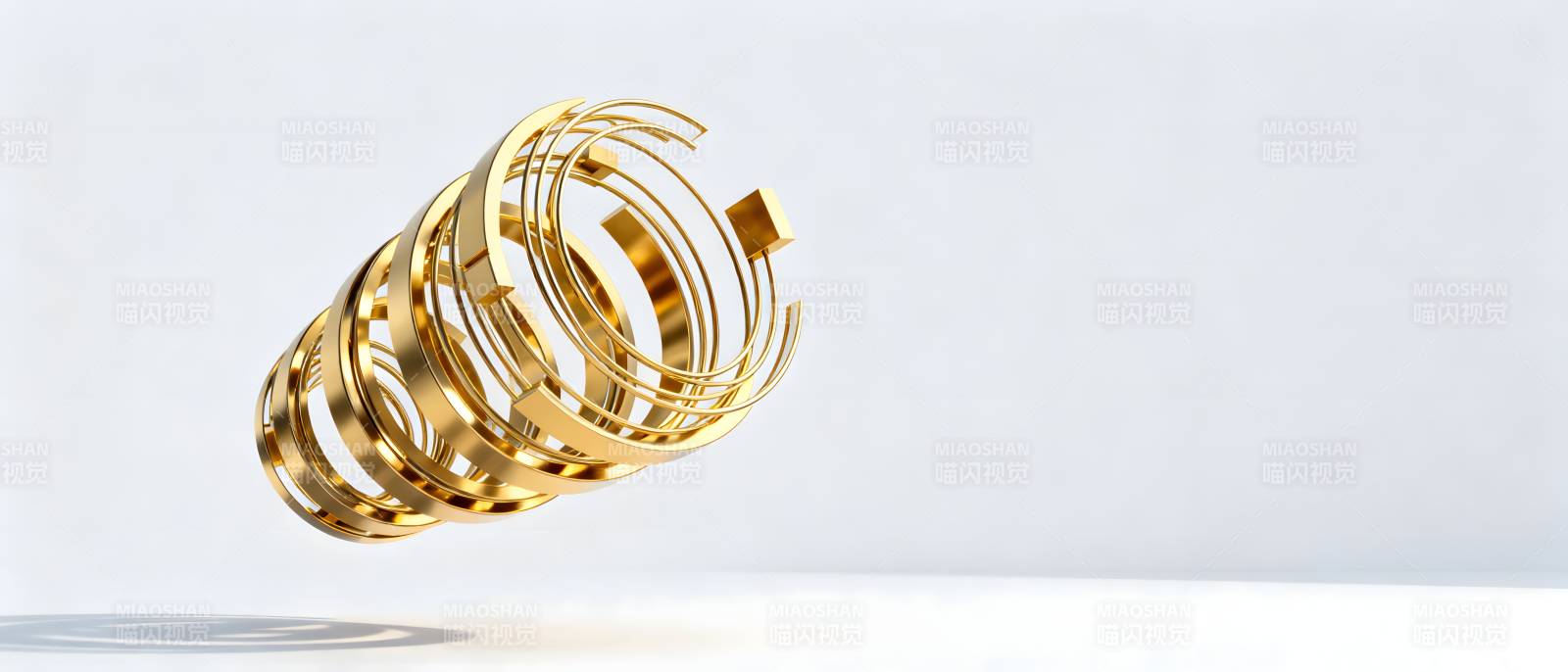 金色螺旋环悬浮艺术图片