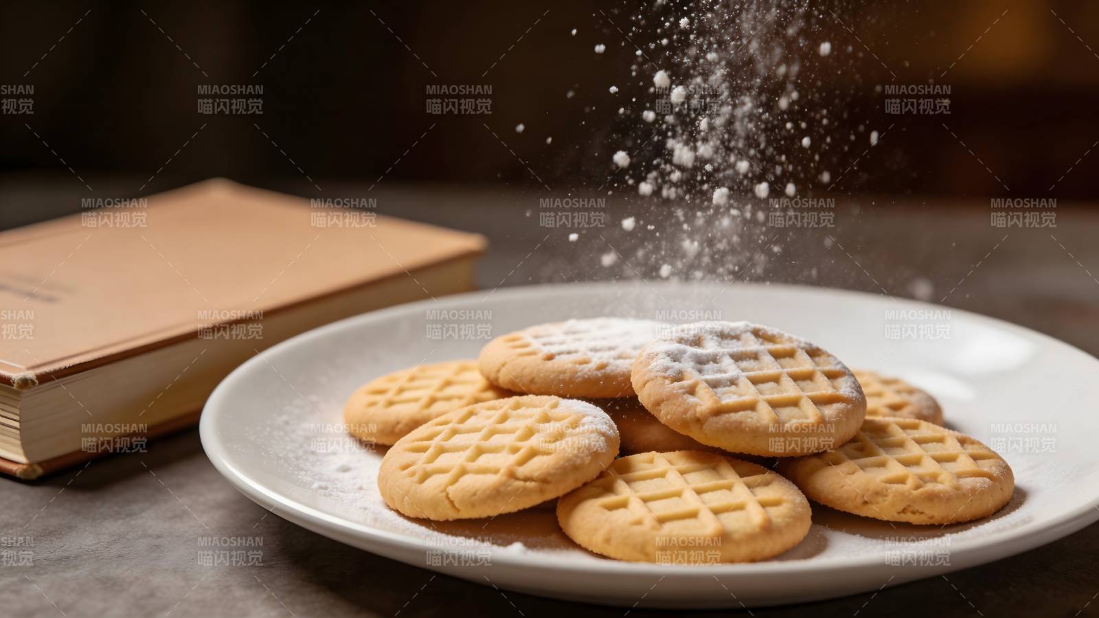 糖粉洒落 饼干香浓诱人图片