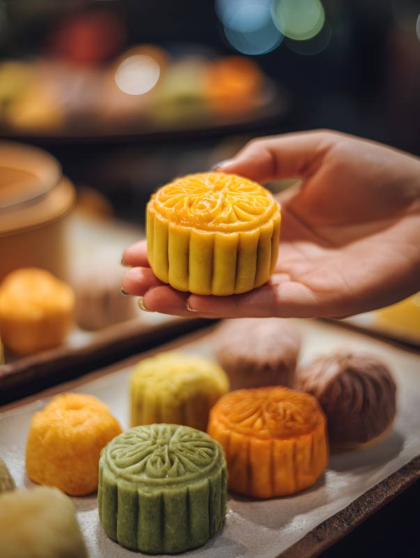 手握月饼 团圆味浓图片