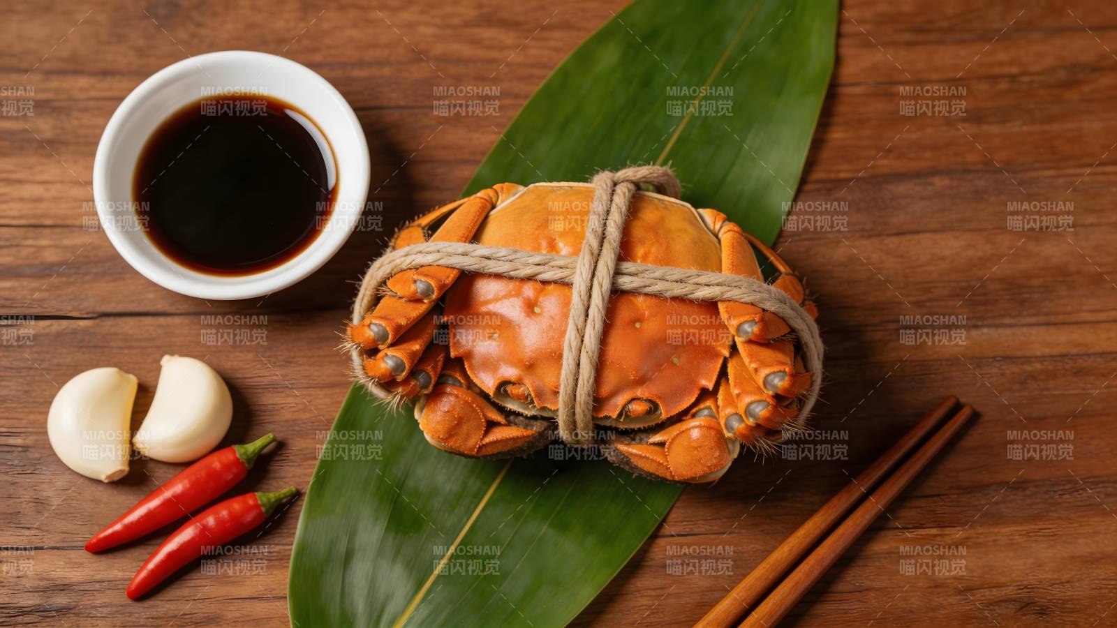 绑绳螃蟹配姜蒜辣椒酱图片