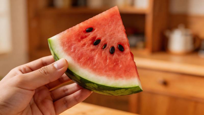 手握西瓜片 清凉一夏图片