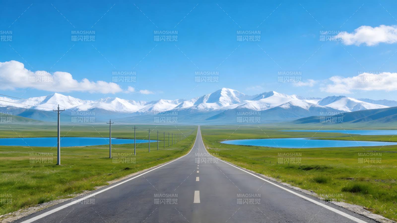 雪山草原公路直通天际图片