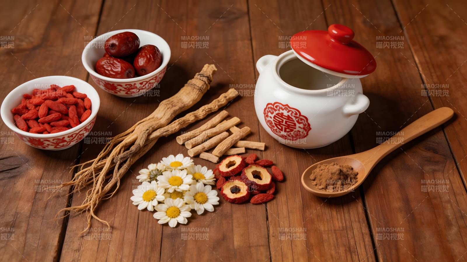 中药养生食材摆拍图图片