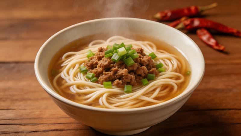 热汤肉末面 香辣诱人图片